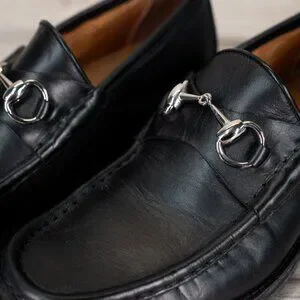 Gucci | Shoes | Vtg Gucci Silver Horsebit Black Leather Lug  display picture 3